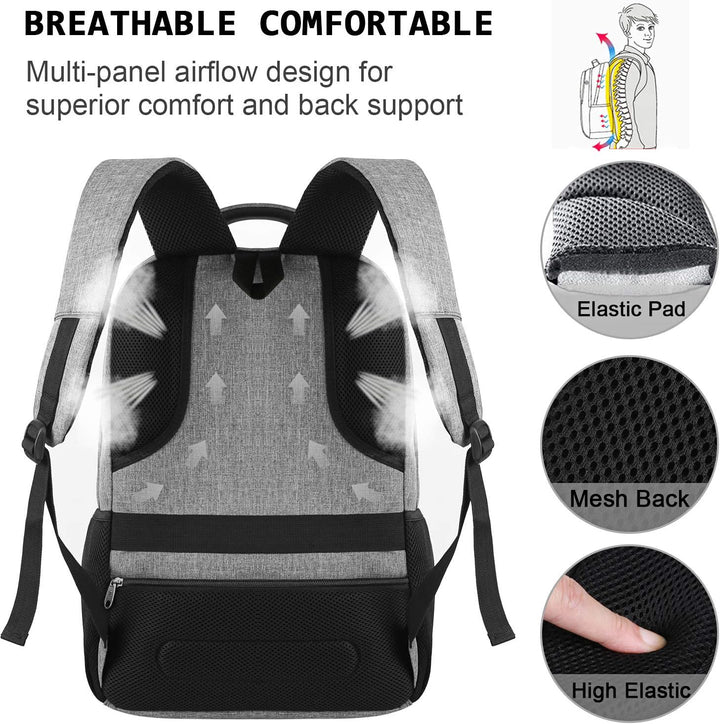 Slim profile anti-theft backpack for laptops, ideal for minimalist travelers.