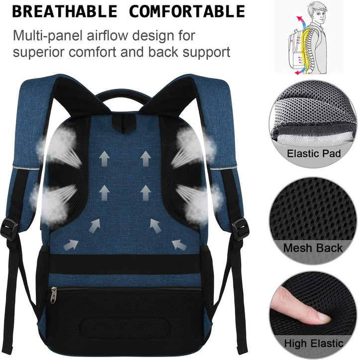 Sleek black anti-theft laptop backpack with hidden zippers, USB port, and organized interior.