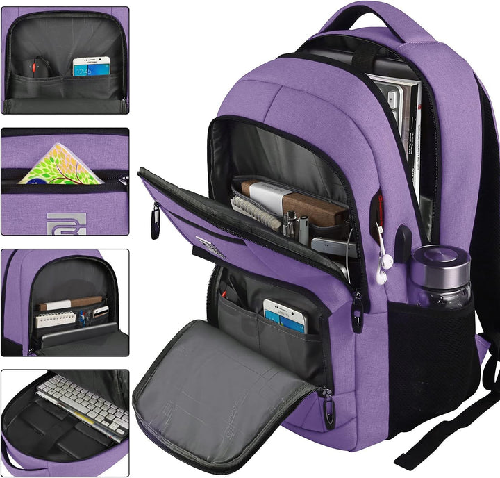 Daily carry anti-theft backpack, slim profile, ample space, and convenient USB charging.