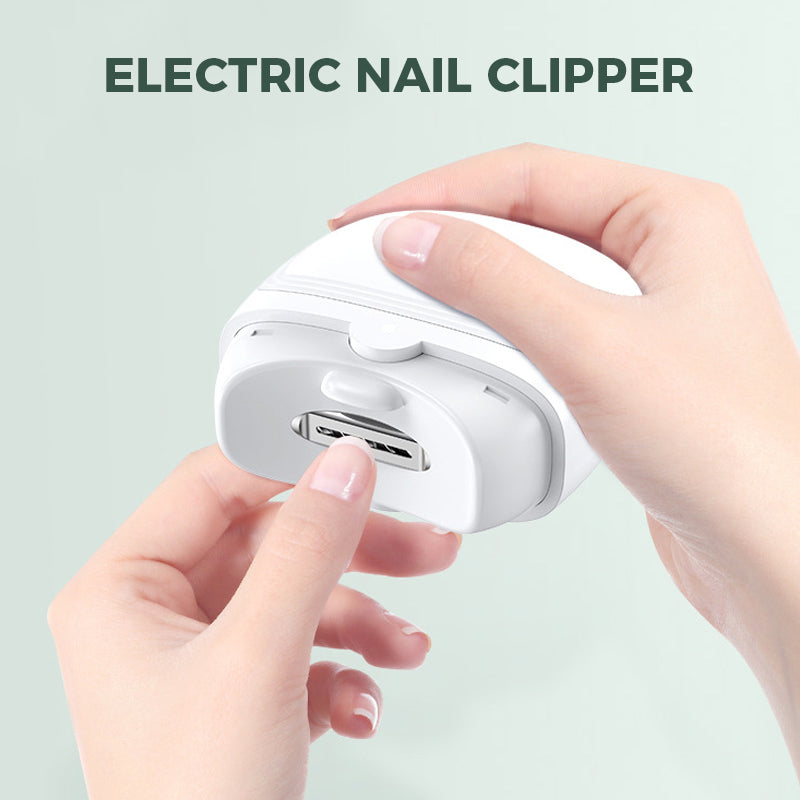 Smart automatic electric nail clipper with built-in night light for safe, easy nail trimming, portable design.