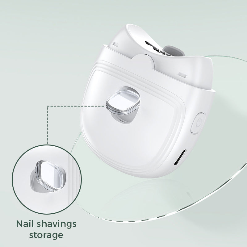 Ergonomic, portable electric nail clipper with integrated night light, perfect for on-the-go grooming.