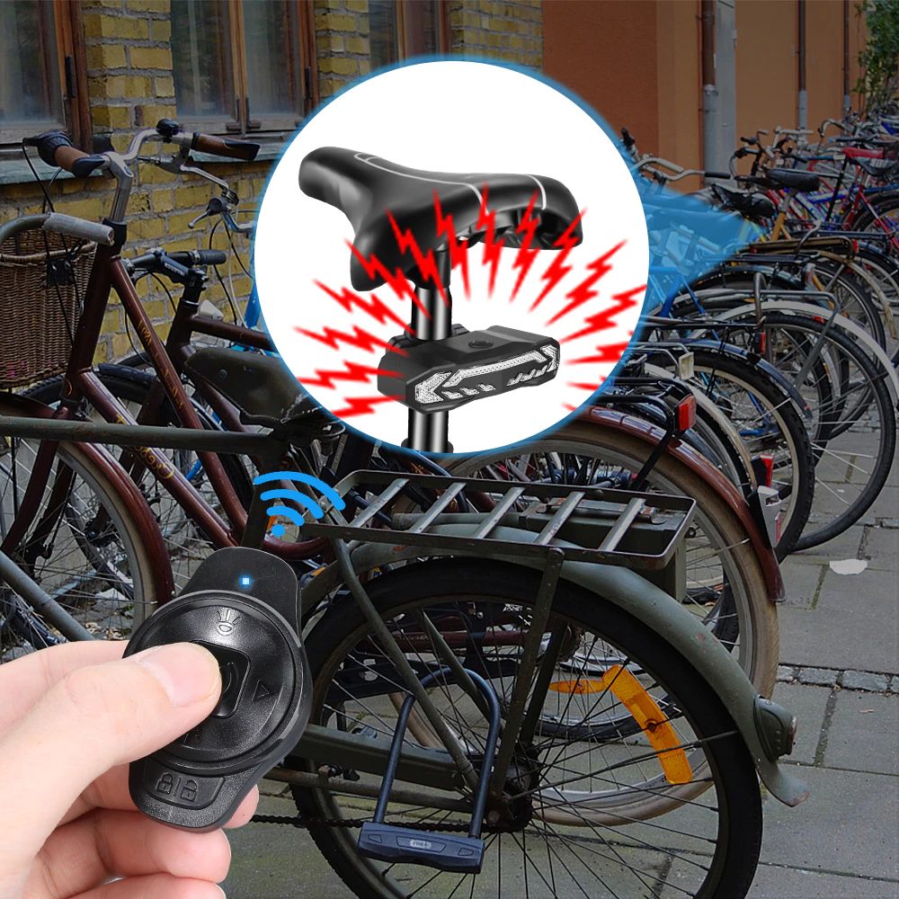 Ultra-bright smart LED bicycle rear light with anti-theft alarm. Waterproof, USB rechargeable for clear visibility.