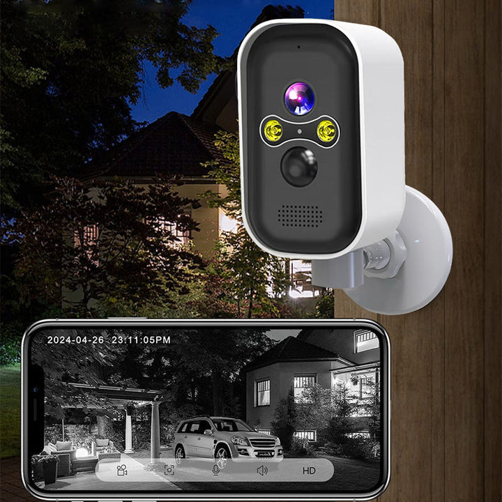 Wireless IP Camera for home surveillance, mounted discreetly in a living room corner