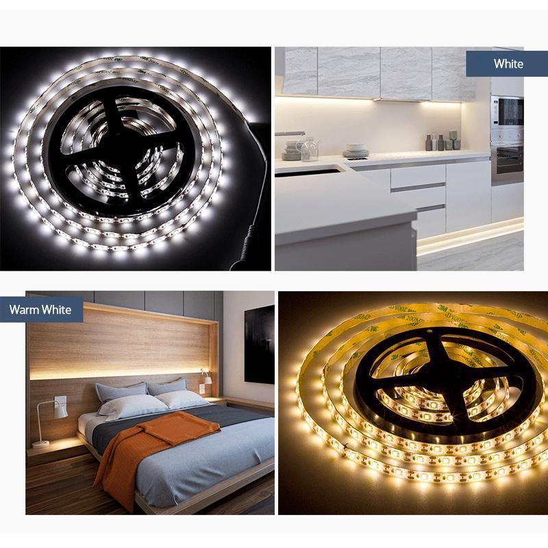 Waterproof LED strip light featuring smart motion sensing for versatile home lighting applications