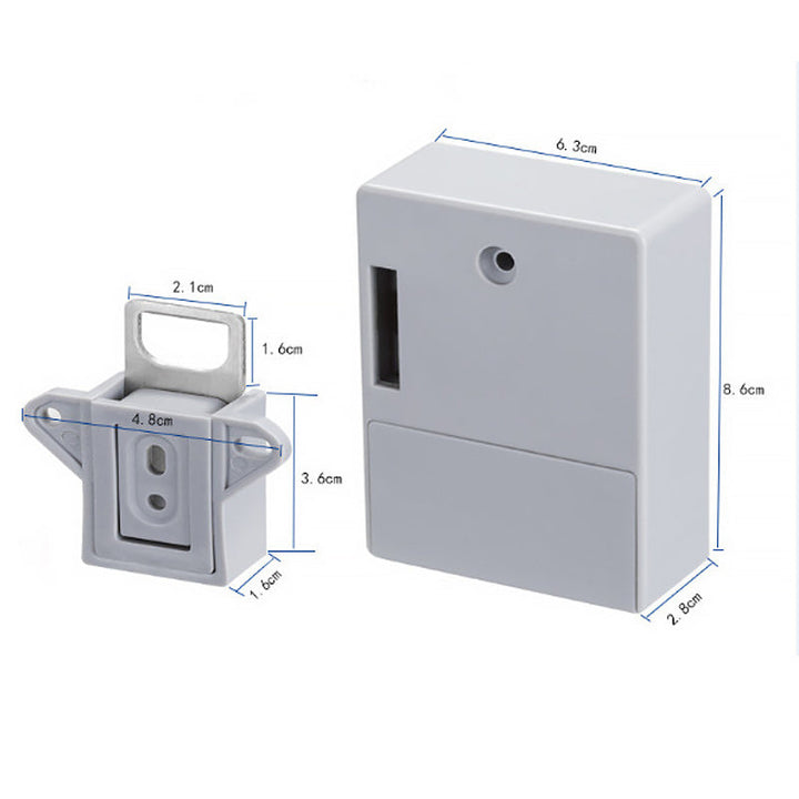 Top-down view of a wooden cabinet secured by an RFID electronic smart lock