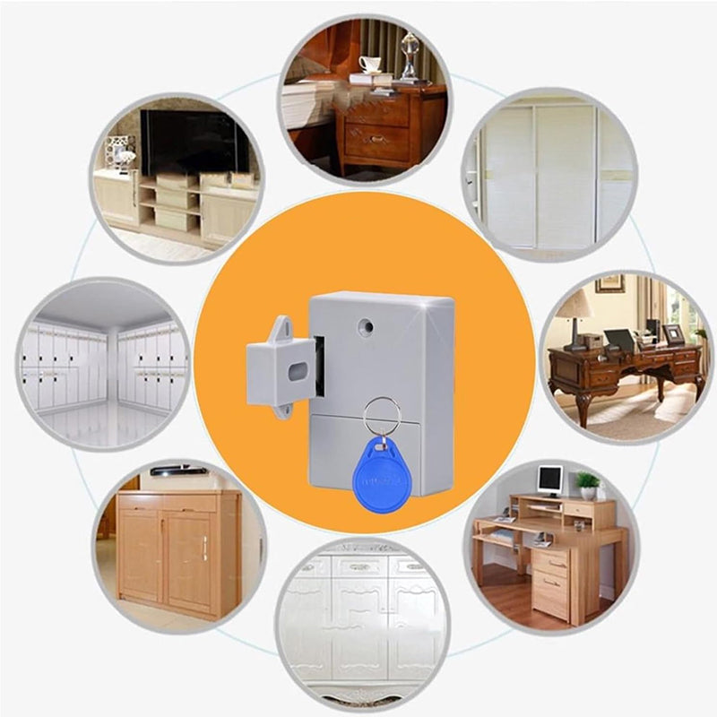 Internal view of an electronic RFID lock mechanism for wooden drawers