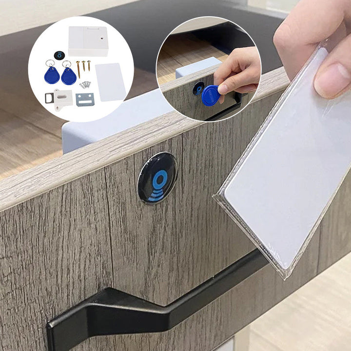 Secure wooden cabinet with a hidden smart RFID electronic lock system