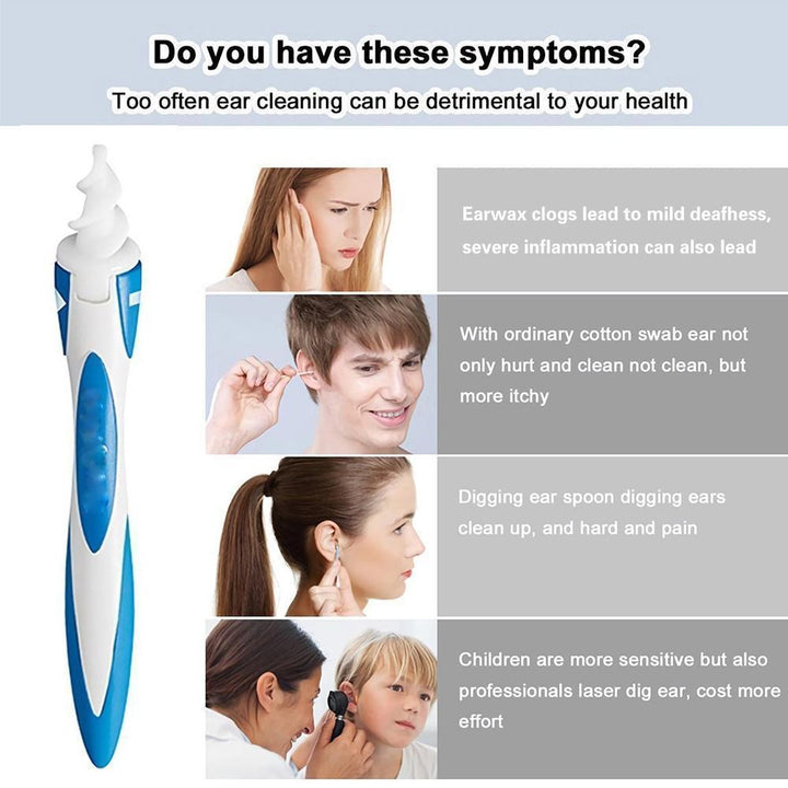 Ear cleaning tool set: reusable Smart Spiral Ear Cleaner and replacement silicone tips in a case