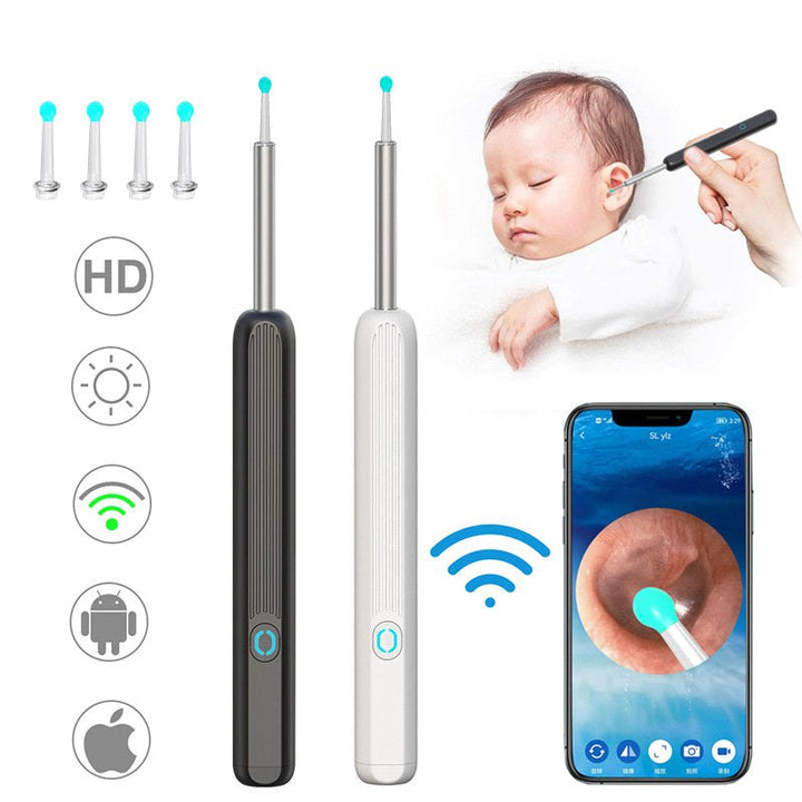 Smart ear cleaner gadget in a sleek design, featuring an HD camera for advanced personal hygiene.