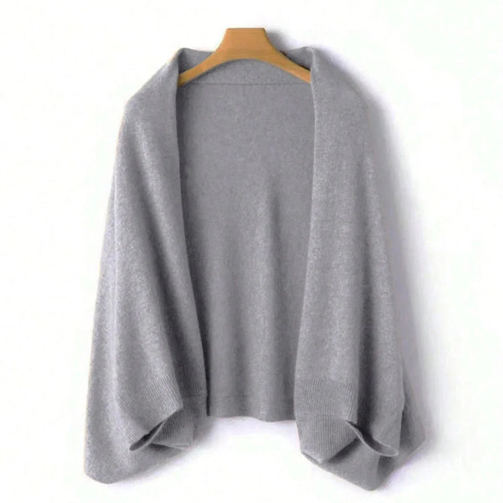Cozy gray wool shawl wrap. Soft & elegant women's accessory for warmth & style. Versatile scarf.