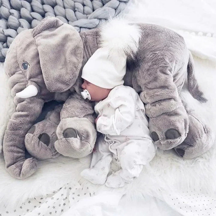 Plush elephant soft toy, an ideal newborn or baby shower gift, huggable for children.