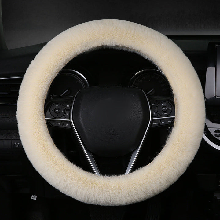Comfortable gray plush steering wheel cover for any car, improving driving experience