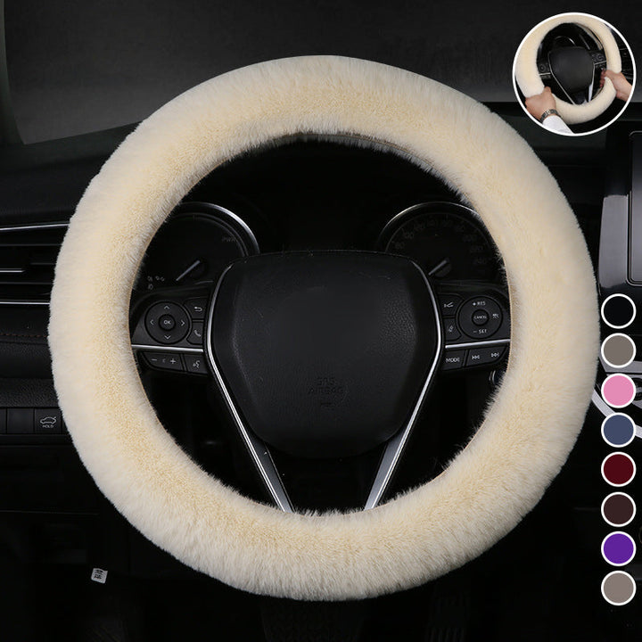 Fluffy universal plush steering wheel cover for enhanced grip and car accessory