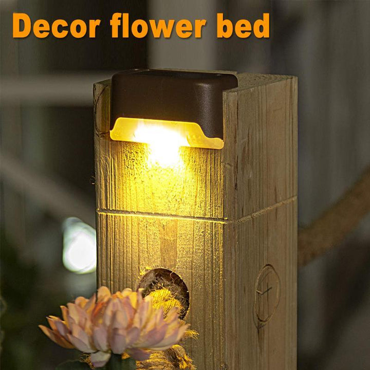 Set of outdoor solar fence lights, waterproof LED, ideal for garden path and deck lighting