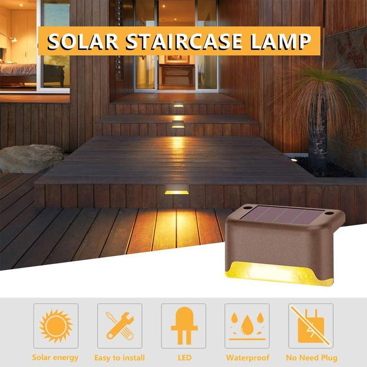 Solar garden light, waterproof, providing efficient LED illumination for decks, fences, and paths