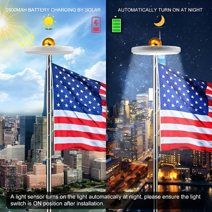 Proudly light your flag with an automatic, weatherproof solar LED flagpole light for consistent nighttime display.