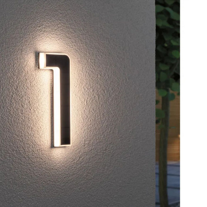 Weather resistant LED address sign, perfect for home exterior lighting.
