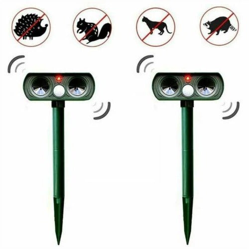 Eco-friendly TavvitaImp012 solar wildlife repeller, using ultrasonic waves to deter animals from gardens & yards.