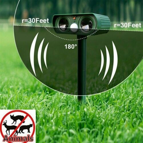Durable weatherproof solar animal repeller, motion-activated to protect outdoor spaces & vegetable beds year-round.