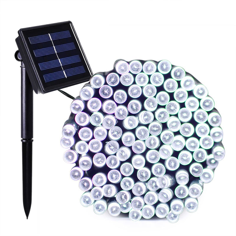 Beautiful bokeh effect from solar powered fairy lights, adding magic to a garden setting