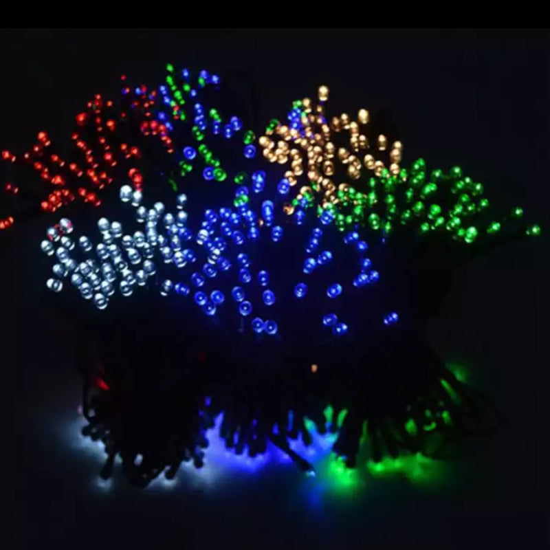 Long strand of waterproof solar string lights, suitable for extensive patio and garden decoration