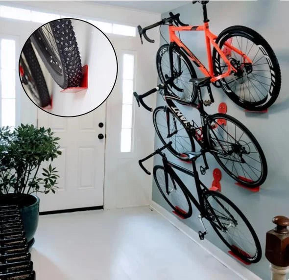 Space-saving wall-mounted bike hanger for garage & home. Efficient bicycle storage solution.