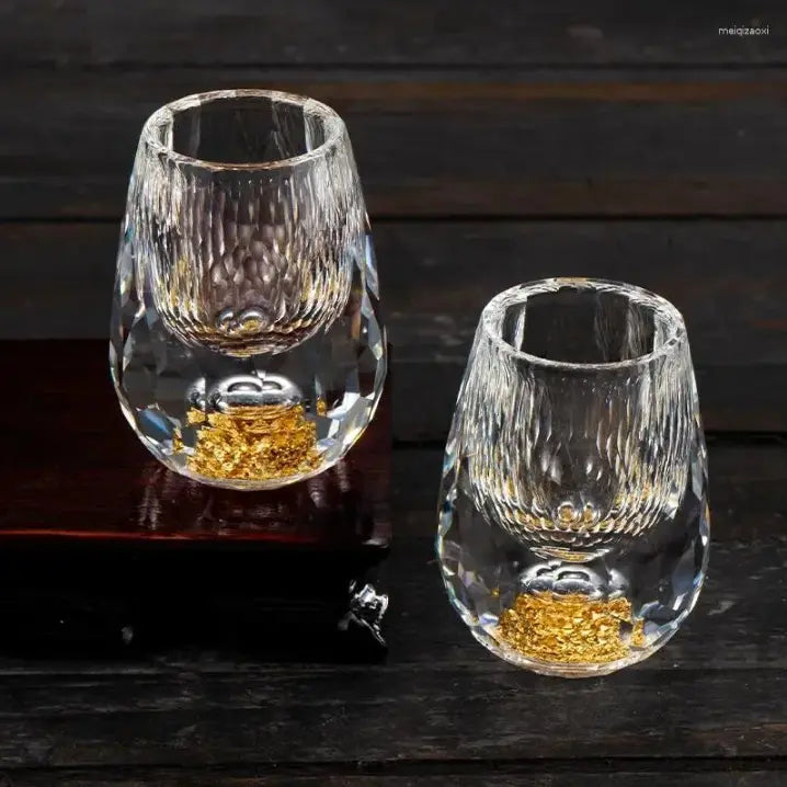 Modern cut crystal shot glasses (set of 6) with elegant design, ideal for spirits, cocktails, and special occasions.