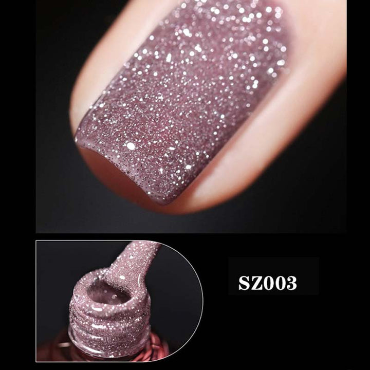 Tools for DIY nail art with sparkling glitter gel polish, for vibrant long-lasting shimmer