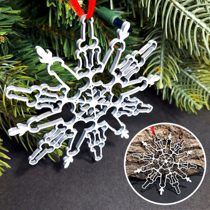 Sparkling snowflake Christmas ornament, silver glitter, festive holiday decor