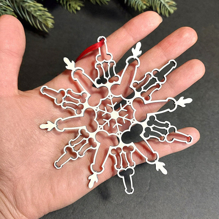 Close-up of a glittering snowflake ornament, perfect for winter home decor