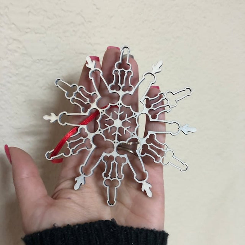 Handmade-look glitter snowflake ornament, ideal for Christmas tree decoration