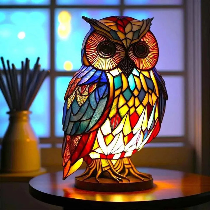 Stained glass animal accent lamp, a unique table lamp for home decor.