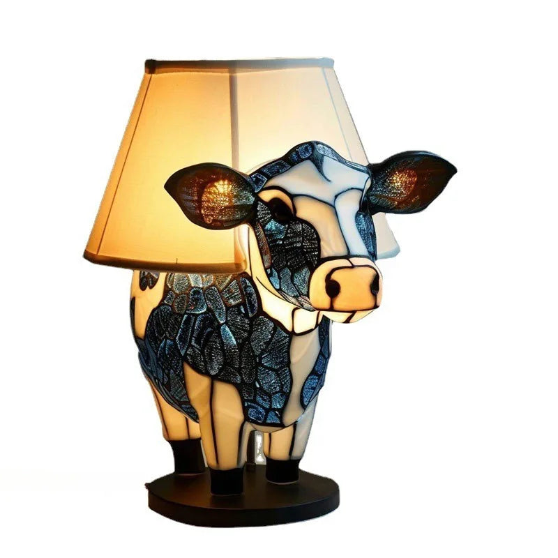 Beautiful stained glass animal accent lamp, perfect unique home decor for animal lovers.