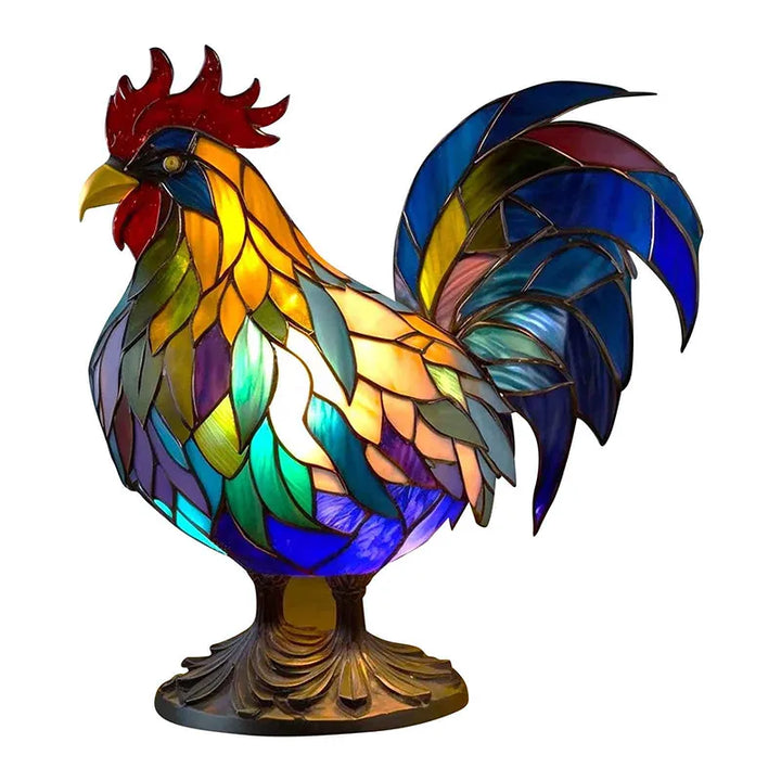 Resin animal figure lamp with stained glass effect, ideal for unique home decor.