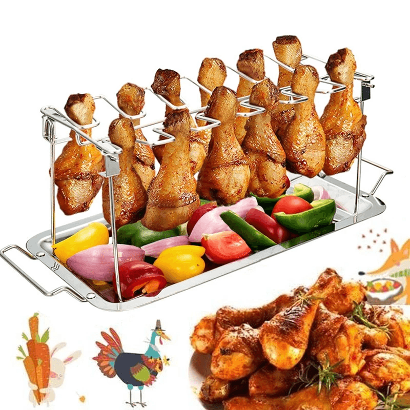 Stainless steel chicken roaster rack for grilling chicken, perfect BBQ poultry holder accessory