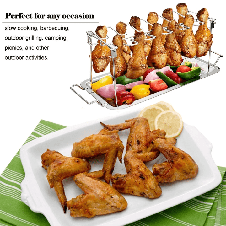 Kitchen tool: Stainless steel chicken roaster rack for even cooking & crispy skin