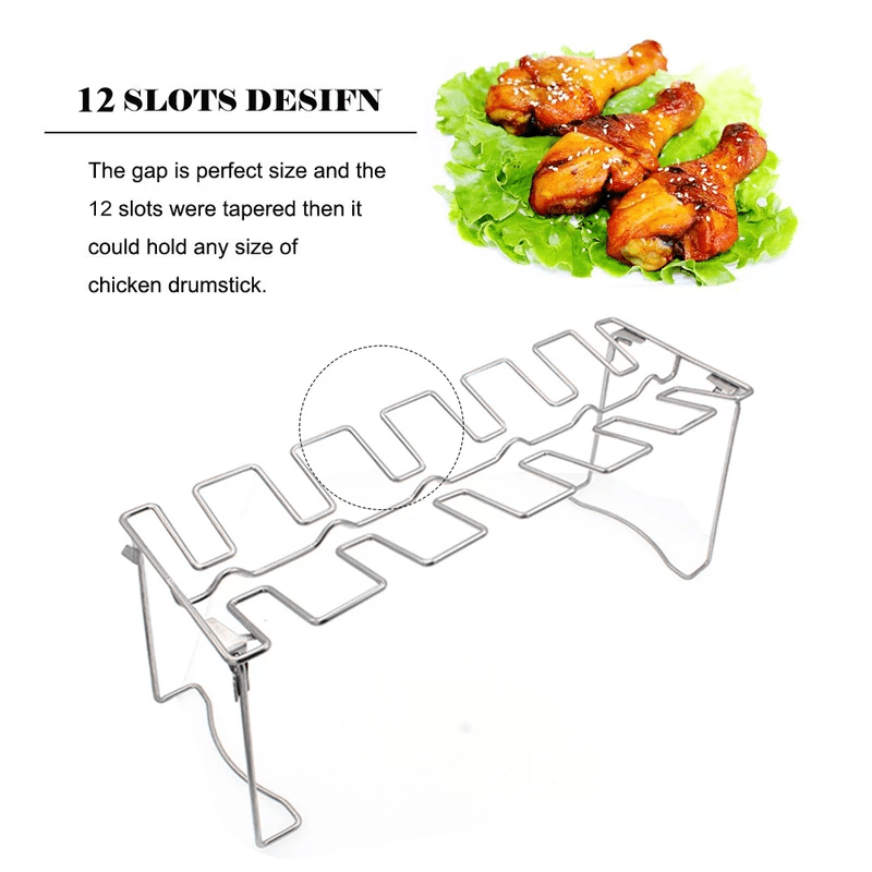 BBQ chicken rack made of stainless steel, essential outdoor cooking meat holder accessory