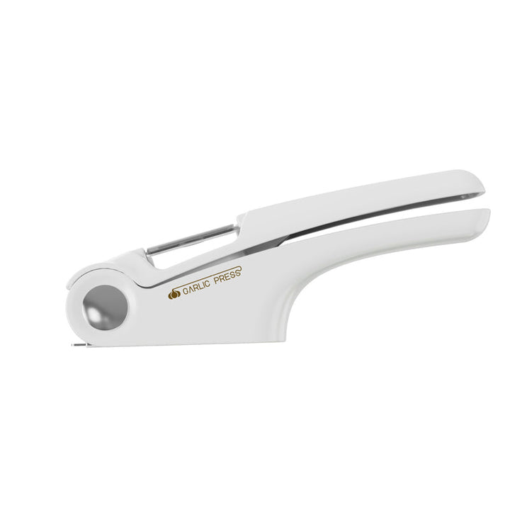 Shiny stainless steel garlic press, adds elegance to your kitchen gadgets.