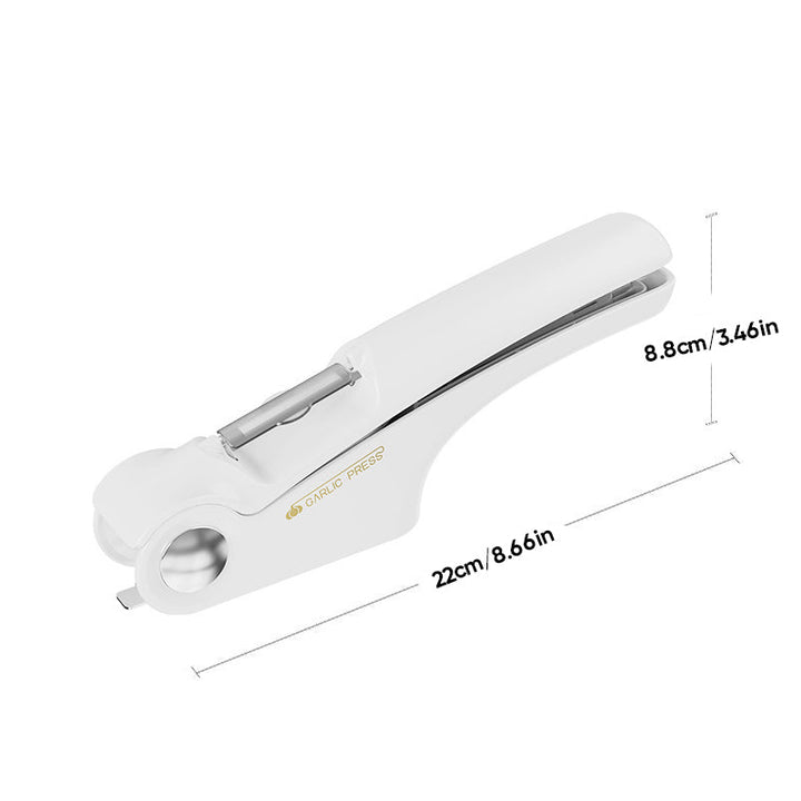 Professional grade stainless steel garlic press, a must-have kitchen gadget.