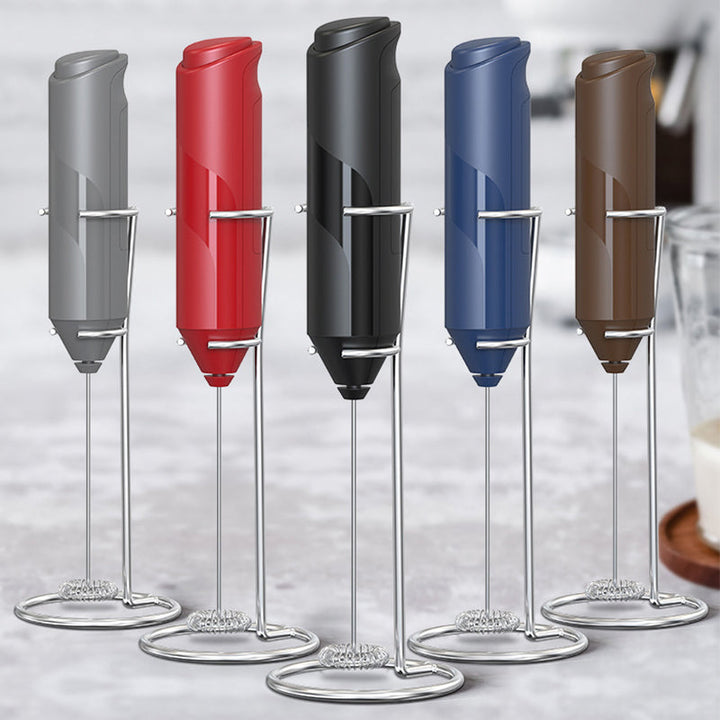 Handheld stainless steel frother for milk, ideal for creating creamy coffee toppings