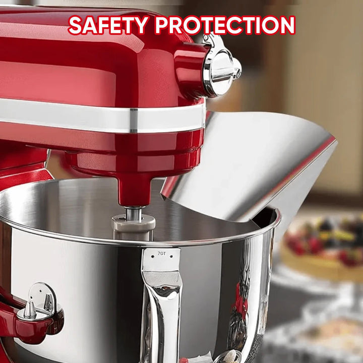 High-quality stainless steel pouring shield, enhances kitchen mixer functionality.