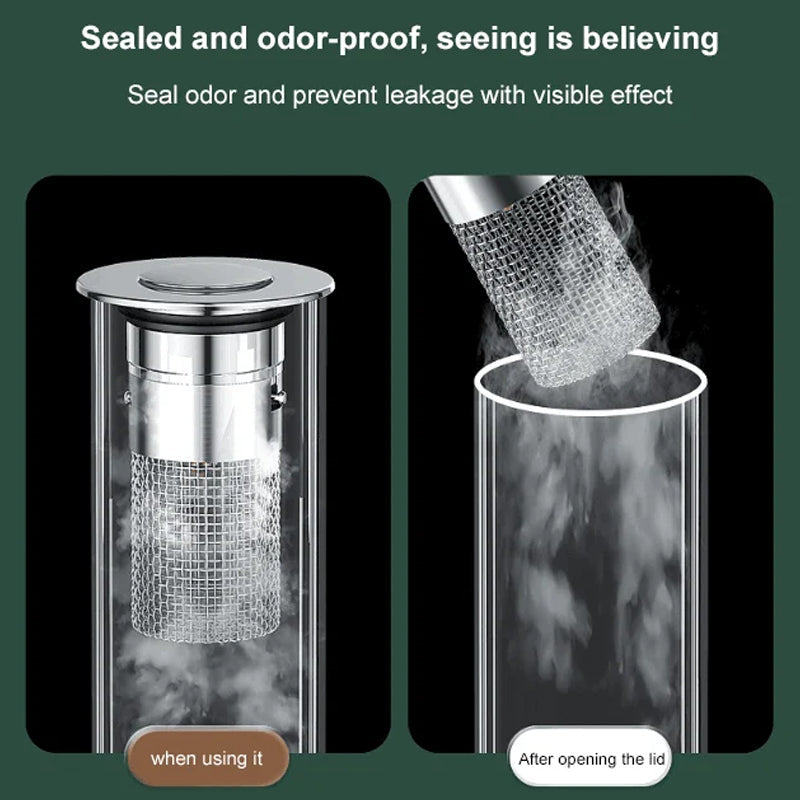 Two-piece stainless steel pop-up sink stopper with removable anti-clog drain filter