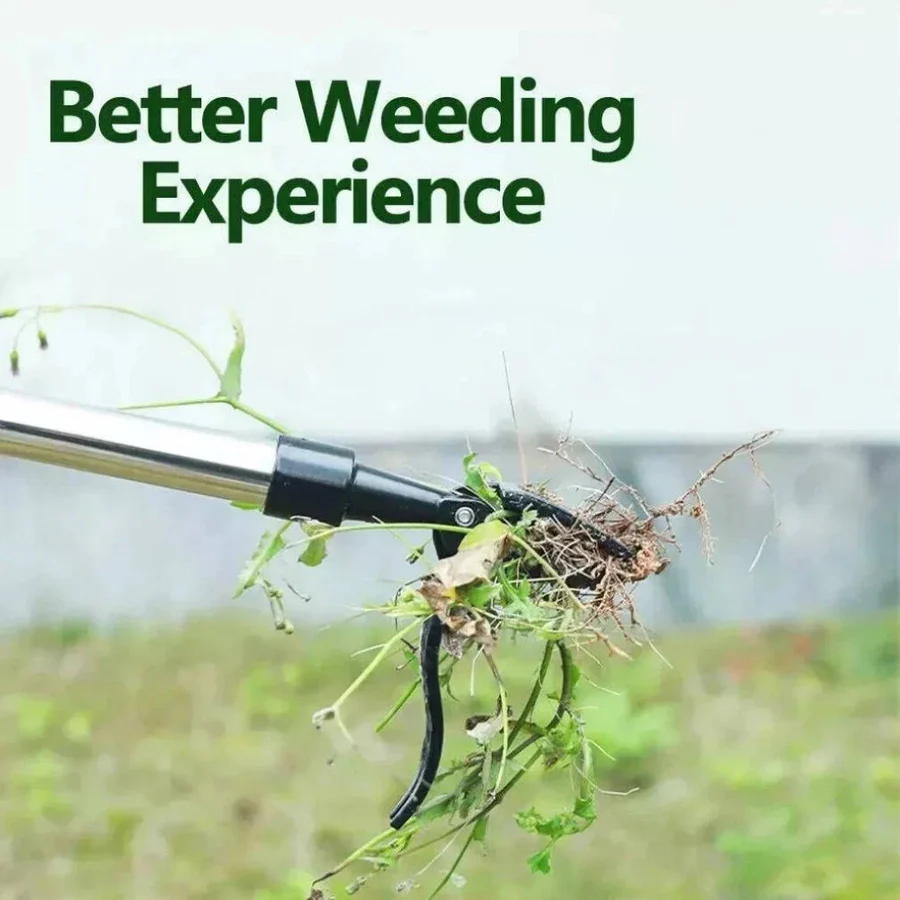 Back-saving stand-up weed puller tool for easy yard work & garden maintenance.
