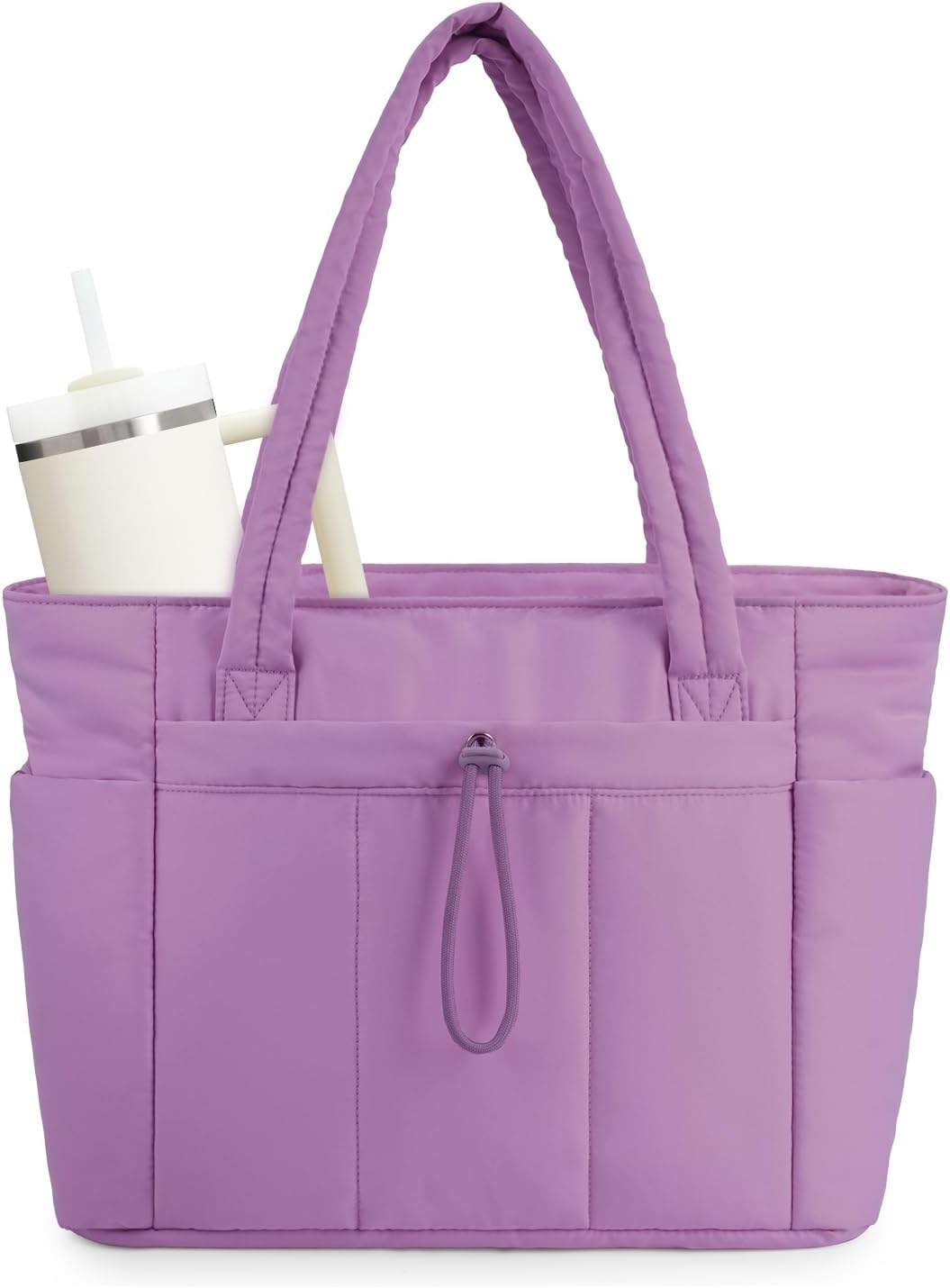 Blue quilted gym bag, a spacious women's tote with laptop & travel capabilities.