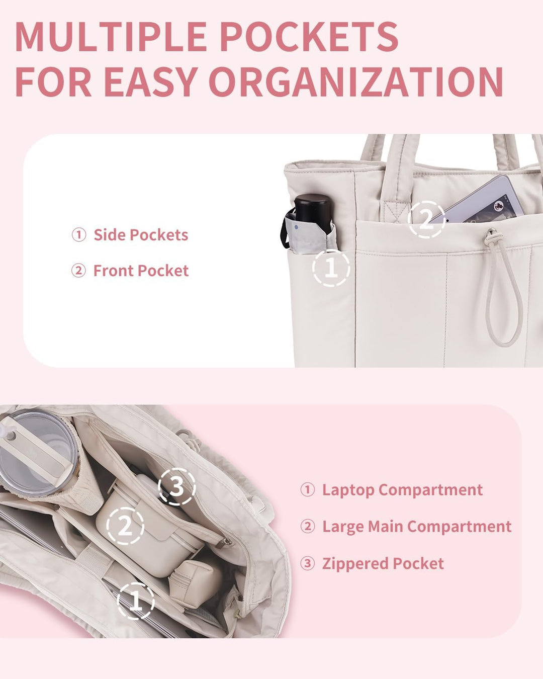 Versatile black puffer work bag, a chic women's tote for laptops & essentials.