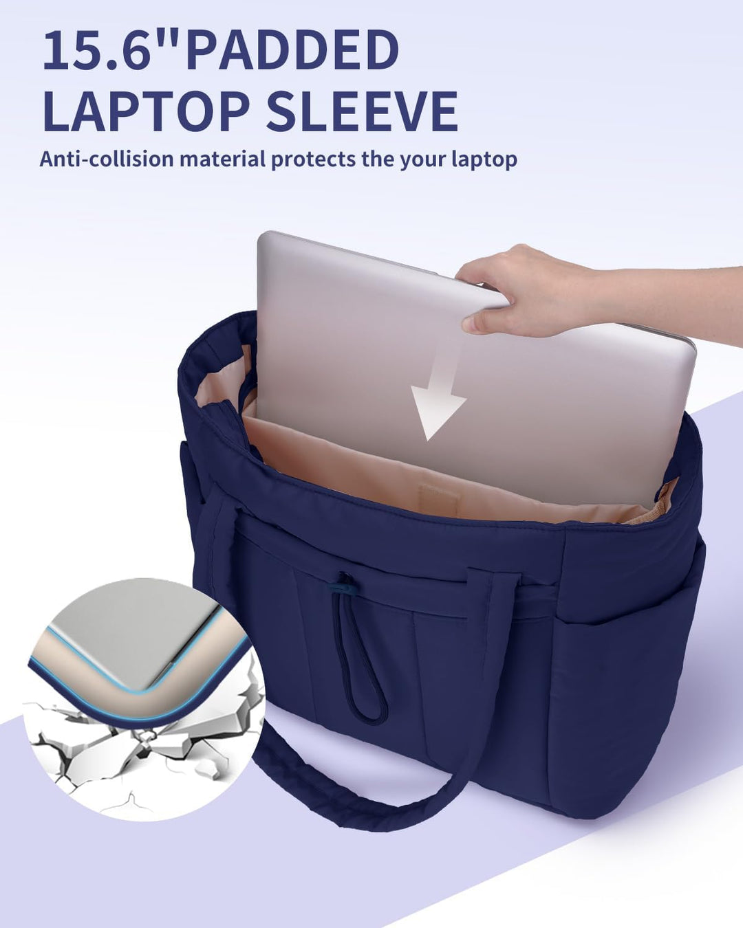 Quilted pink laptop tote bag for women, great for work, travel & daily errands.