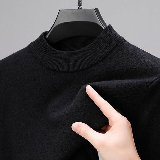 Elegant men's mock neck sweater, a warm pullover for stylish men's fashion, suitable for various occasions.