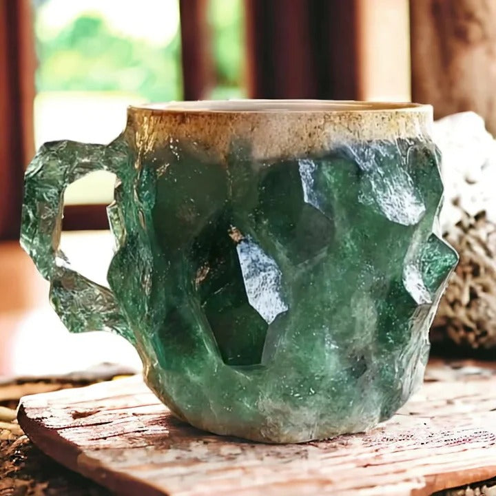 Beautiful mineral crystal mug, durable and heat resistant, ideal for stylish coffee & tea.