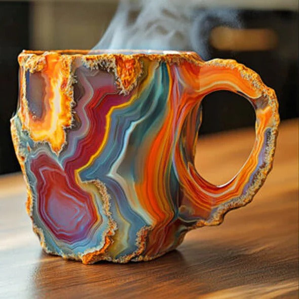 Heat resistant mineral crystal coffee mug, sturdy and stylish, great for daily use.