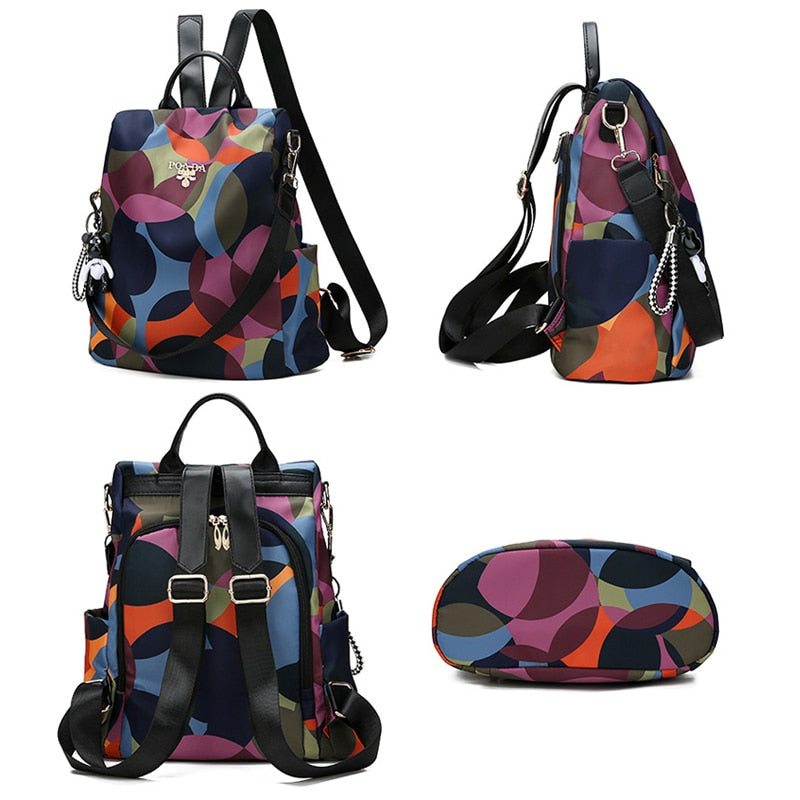 Secure women's anti-theft travel backpack, water-resistant design for peace of mind on the go.